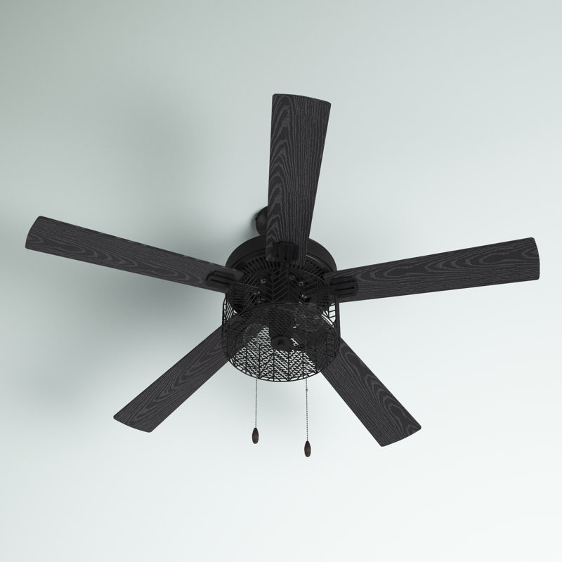 Ventilateur de plafond à 5 pales de 52 po avec abat-jour cage en métal noir Emmie