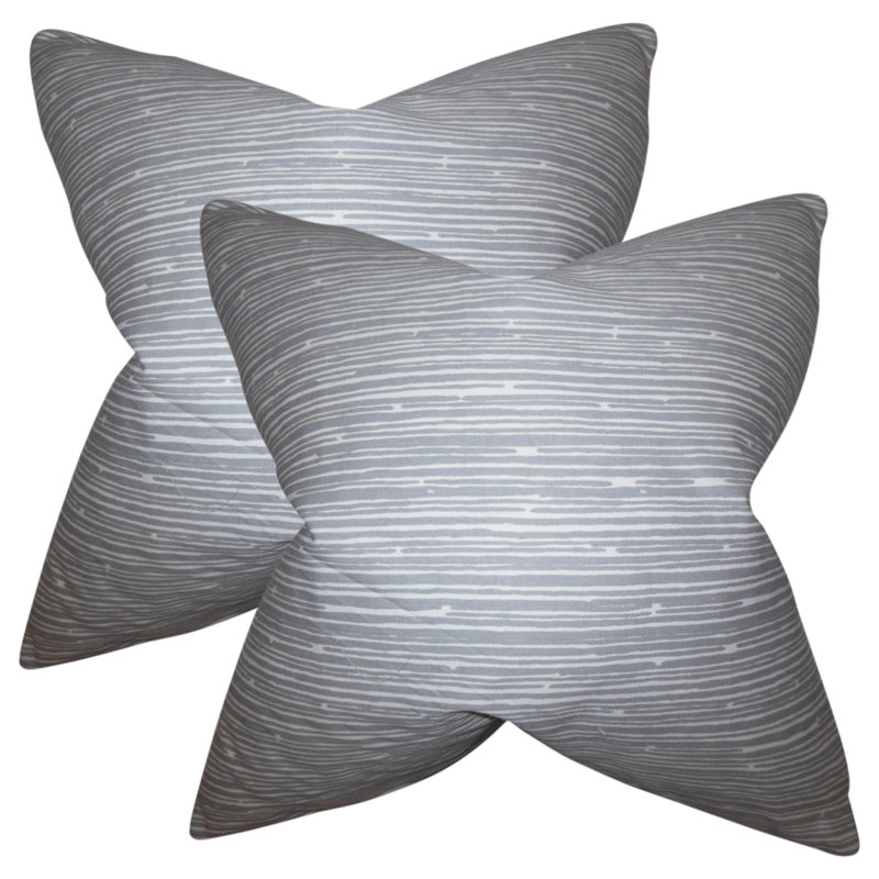 Striped Cotton Reversible Throw Pillow