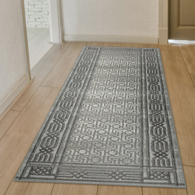 Davide Transitional Bordered Gray Area Rug