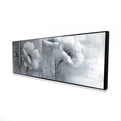 Gray & White Flowers Botanical Canvas | White Frame Home Decor