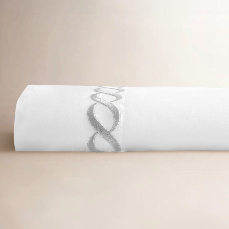 Leno Cotton Blend Percale Flat Sheet, Silver, Full/Queen Flat Sheet
