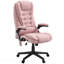 Fauteuil de bureau vibrant rose à 6 points de massage, avec dossier chauffant, dossier haut inclinable, accoudoirs rembourrés et télécommande