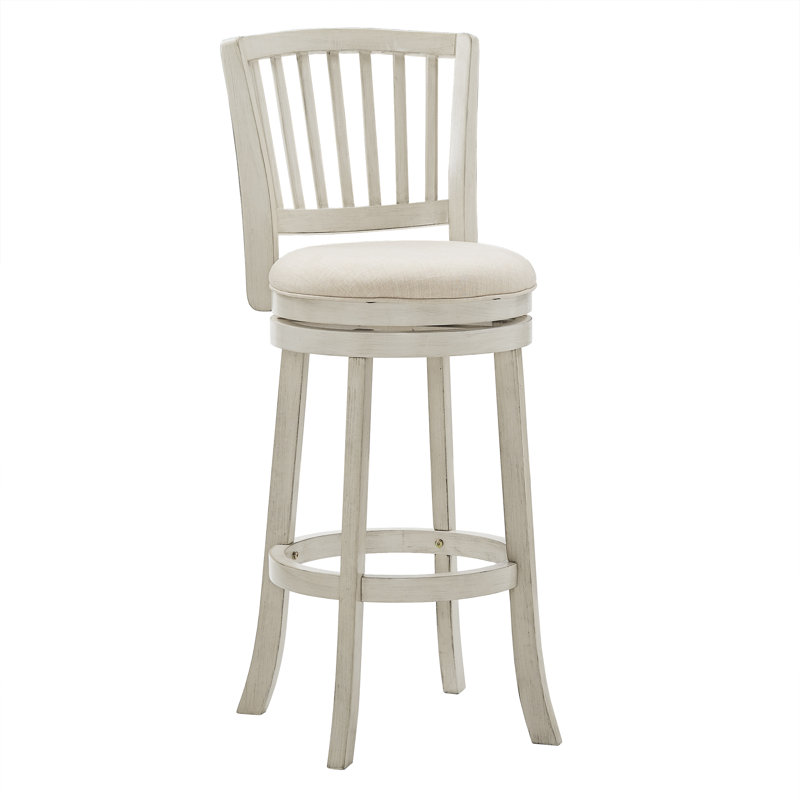 Tabouret de bar et de comptoir pivotant Jovie, Beige, Tabouret de bar (siège d'une hauteur de 29,96 po), Blanc antique
