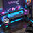 Gaming Desk With Hutch & Monitor Stand,Corner Computer Desk With LED Lights & Outlets For Home Office-1972224554-1972224557