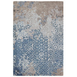 Rectangle Sahaj Abstract Hand Tufted Wool/Viscose Area Rug in Blue/Gray