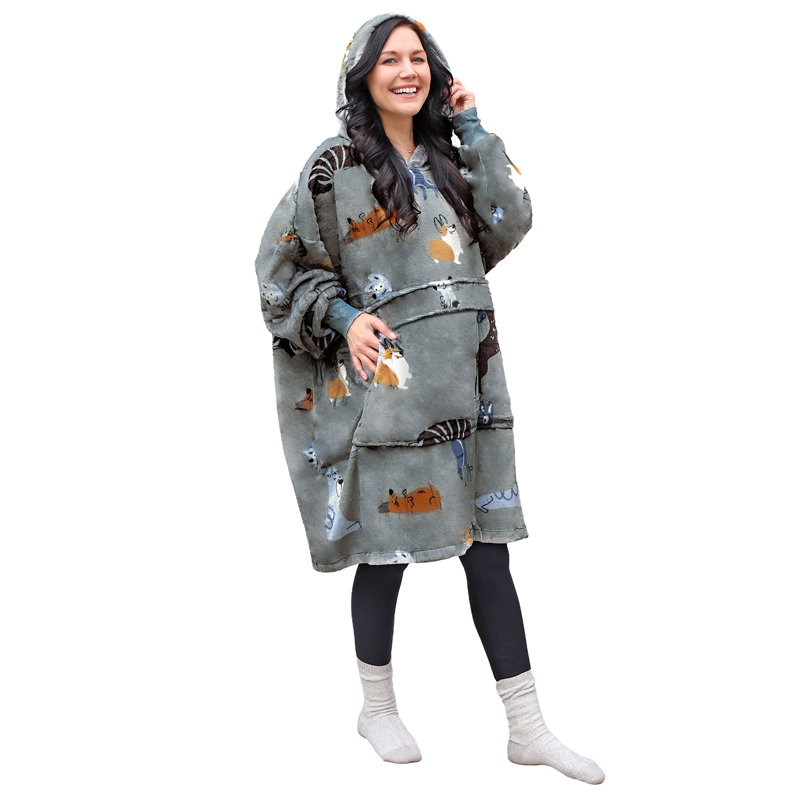 Surdimensionné Catalonia, Sweat à capuche, sherpa portable, cadeau pour femme, Gris chien
