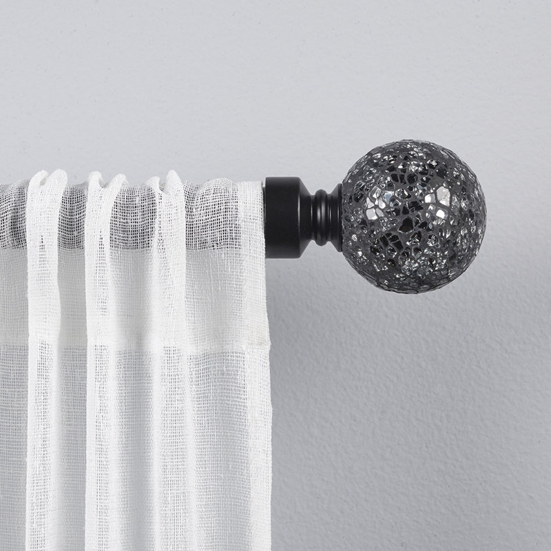LaKee Adjustable Single Curtain Rod, 66" - 120", Black