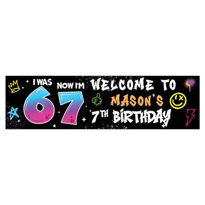 Koyal Wholesale 13X48 Inch Custom 6–7 Birthday Banner, Personalized Graffiti Theme