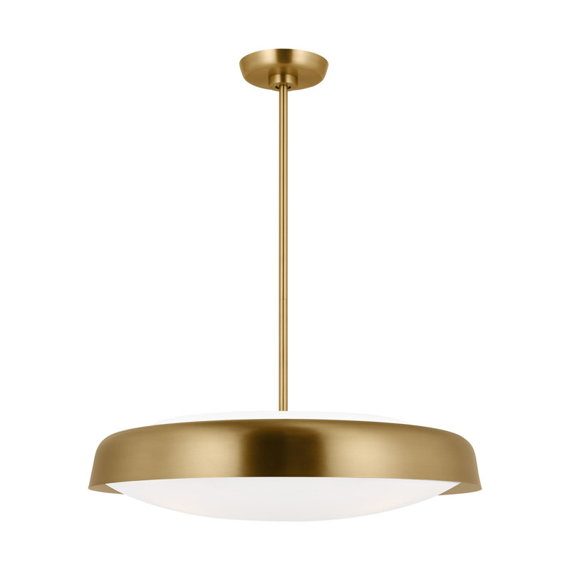 Draper 3 Light Steel Dimmable Pendant, Burnished Brass