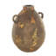 Anelis Ceramic Antique Style Distressed Decorative Brown Vase with Grooves and Handles