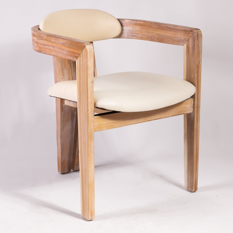 Chaise avec accoudoirs Jaimari, Blanc, Naturel