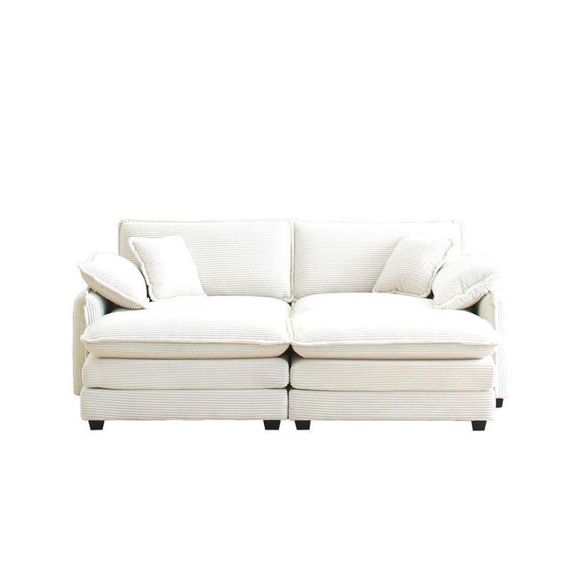 Two-Seater Theater Sofa  With 2 Footrest For Small Living Spaces, Beige
