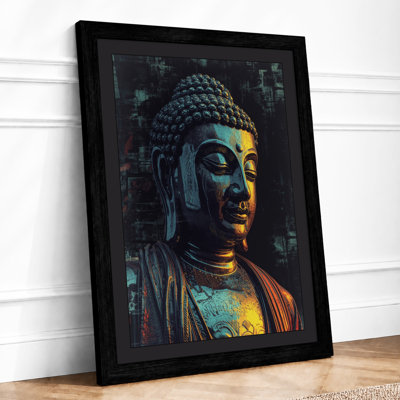 Serene Buddha in Gold Japandi - Framed Print