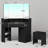 3 - Fold Lighted Makeup Vanity Set with Mirror and Cabinets-2143377145