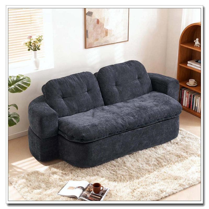 Canapé moderne avec 2 coussins, Gris brun