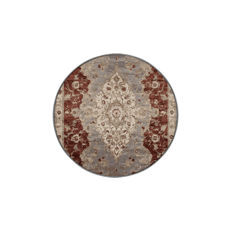 Machine Washable Gray Area Rug, Round 7'