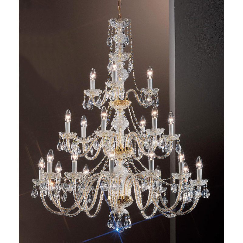 Lustre à niveaux 21 lumières façon bougie style bougie Greig, Plaqué or