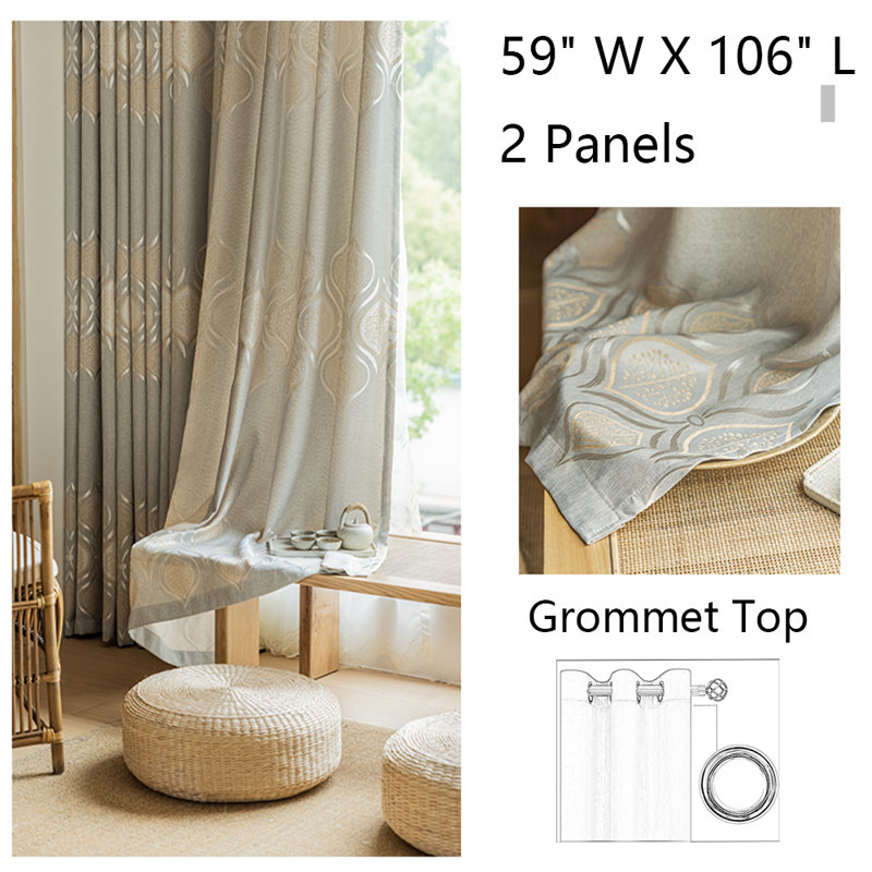 Curtains For Living Room Bedroom Window Curtain 2 Panels, 59" W x 106" L