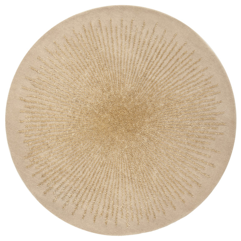 Tapis beige / beige en laine touffeté à la main Amier, Rond 4 pi