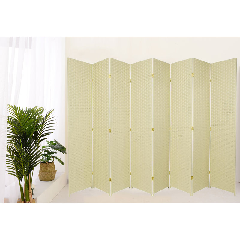 Cloison pliante en bambou / rotin 68,5 po Cecilia, Ivoire, 8