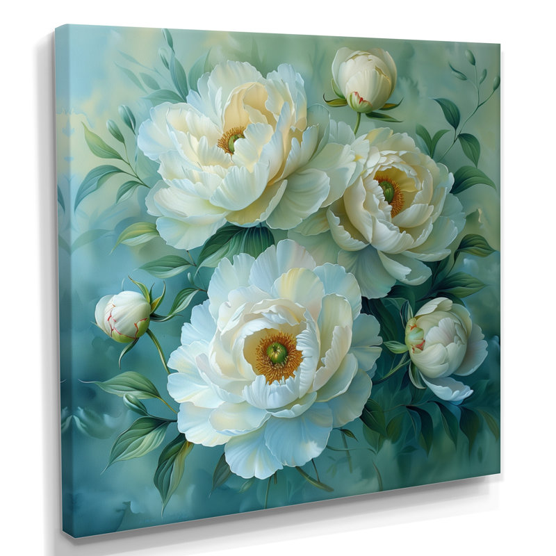 Moten - pivoines, salon d'art mural, H 36 po x l 36 po, Toile tendue