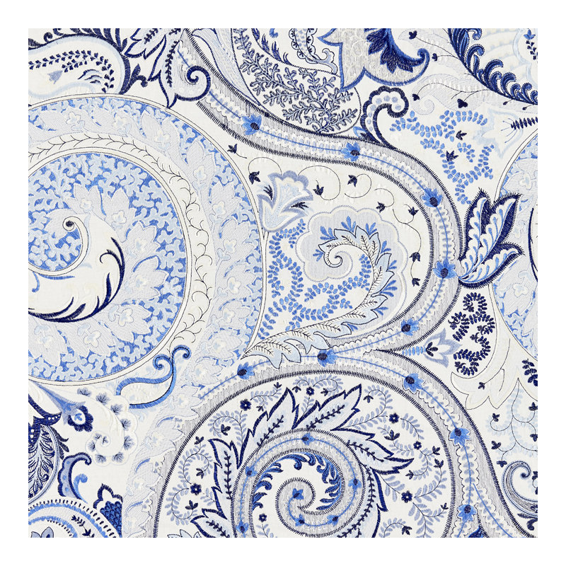 Botanica Malabar Paisley Embroidery Cotton Blend Fabric, Porcelain