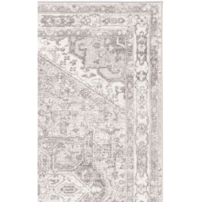 Tapis oriental crème / gris Llana, Carré 8 pi