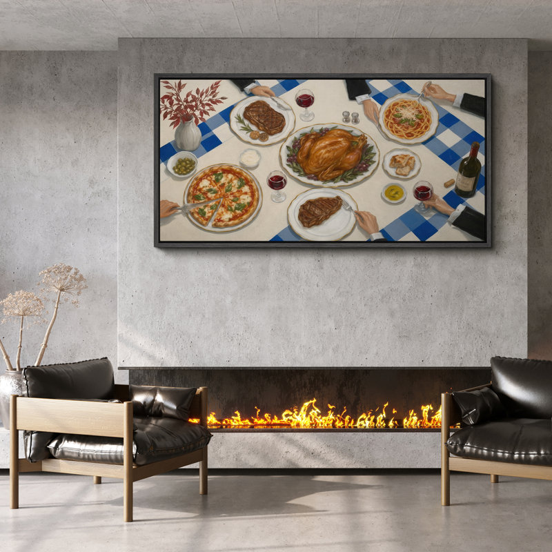 Élégante décoration de table repas repas au-dessus de la célébration gastronomique murale - grande impression sur toile encadrée de la chambre principale