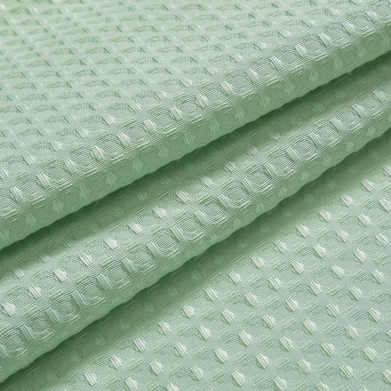 Rideau de douche Ramjani Waffle Weave, H 74 po x l 71 po, Vert clair