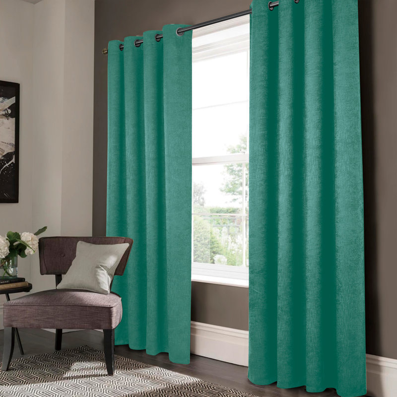 Paire de rideaux occultant avec œillets Lynx, Bleu sarcelle, L 52 po x L 84 po