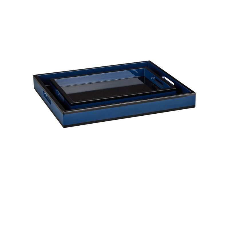 Lacquer Wood Decorative Tray, Navy