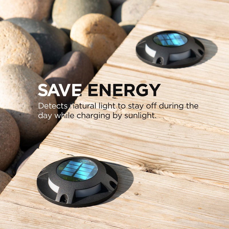 Solar Powered Integrated LED Metal Deck Light Pack, Black