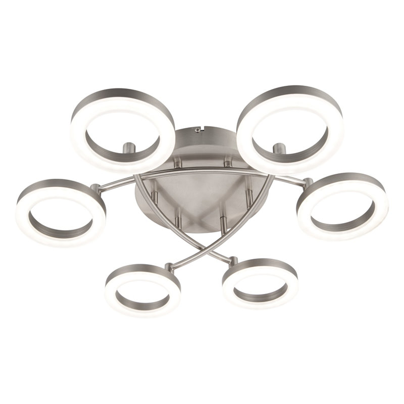 Juni Ring Built-in, Integrated LED Modern Ceiling Flush Light - Matt Nickel, 3,000K Neutral white, 11.5cm H x 50cm W x 50cm D