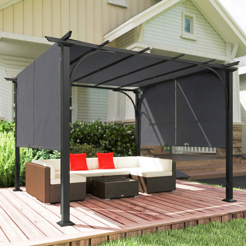 Pergola rétractable 10 pi x 10 pi, pavillon de jardin pergola d'extérieur UPF50 +