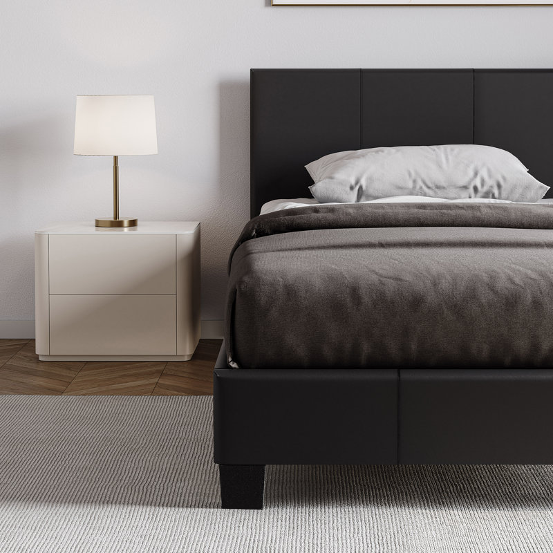 Scipio Upholstered Faux Leather Bed, UKFR Certified, Single (3'), Black