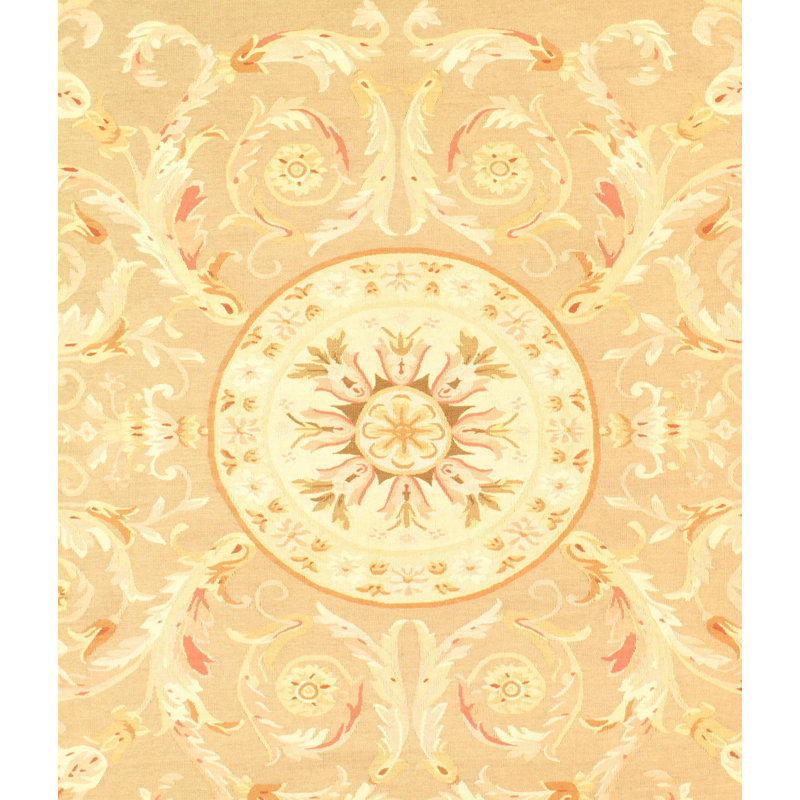French Aubusson Wool Oriental Area Rug in Ivory