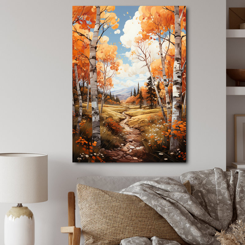 «Decollete Birch Woods Autumn Whispers VII», reproduction d'art sur toile, Toile tendue, H 32 po x l 16 po x P 1 po