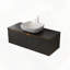 Meuble-lavabo mural flottant avec lavabo et portes doubles à fermeture en douceur et plateau en pierre frittée