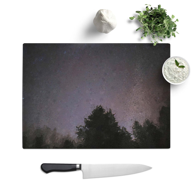 Tempered Glass Tree Stars in Abstract Cutting Board, 39 cm W x 28.5 cm L