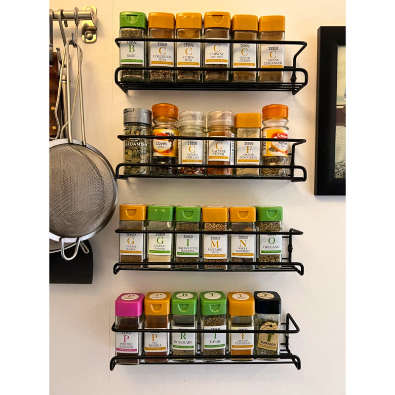 Door Stainless Steel Spice Rack, 6cm H x 29cm W x 6.25cm D
