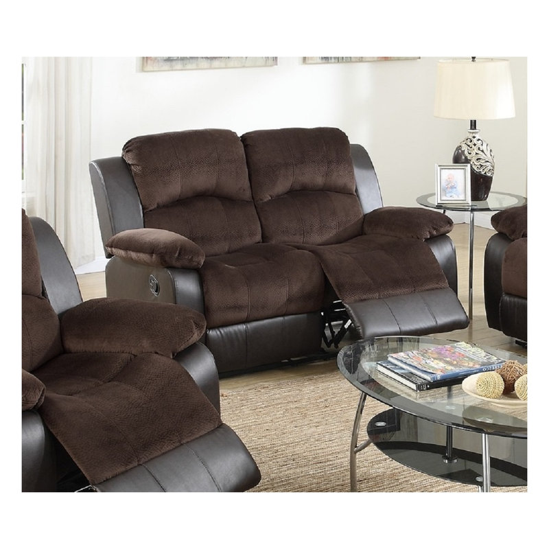 Ensemble de salon moderne 2 pièces 1 canapé 1 causeuse Coussin d'accoudoir Coussin d'accoudoir Dossier en similicuir Revêtement chocolat Meuble de salon principal