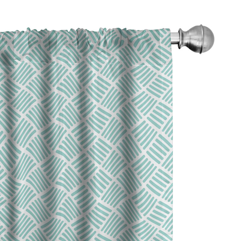 Mint Green and White Polyester Room Darkening Curtain Panel Pair