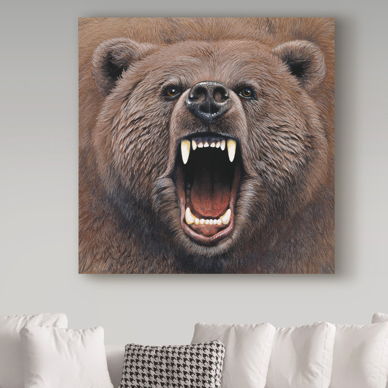 Yand «Bear Portrait», reproduction de peinture acrylique sur toile tendue, H 14 po x l 14 po x P 2 po