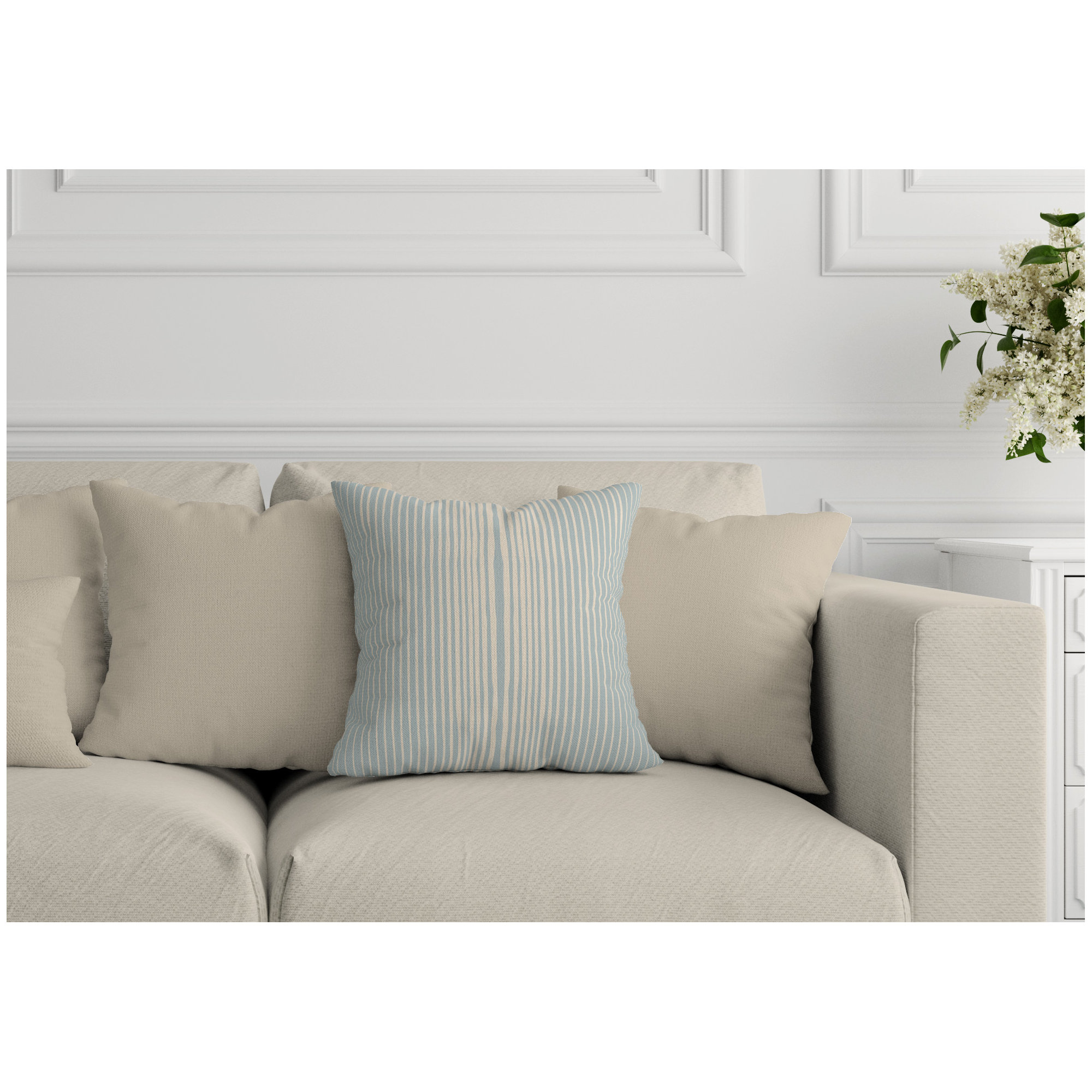 Ash Striped Indoor/Outdoor Throw Pillow, Blue, 16" x 16"