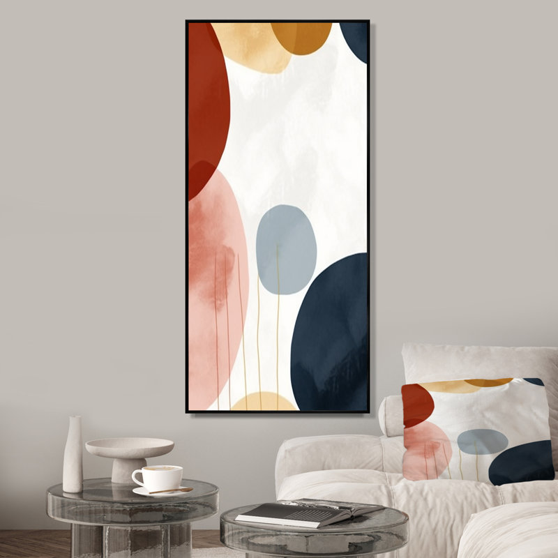 «Beige Minimal Boho», art mural minimaliste 4, Cadre flottant noir, H 60 po x l 28 po x P 1,5 po