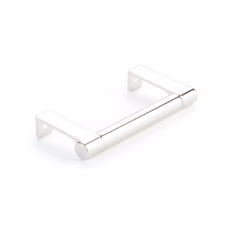 Emtek Select Cabinet Edge Pull 3-3/4in cc, Round Stem & Smooth Pull, Polished Chrome, Polished Nickel