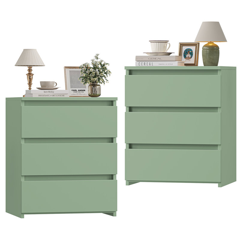 Bozidar 3 - Drawer Nightstand, Green
