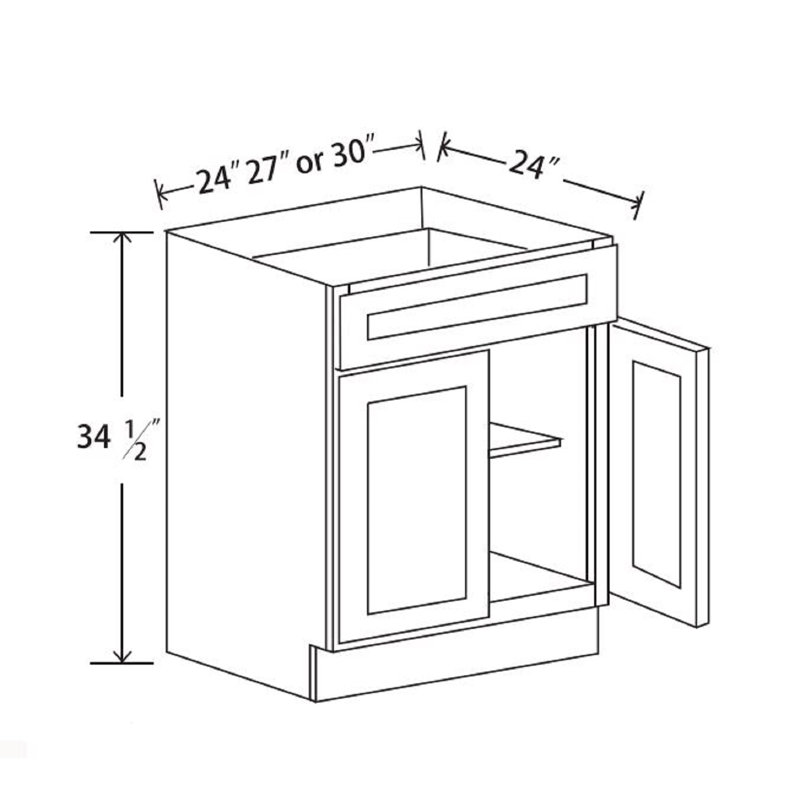 Armoire de cuisine 24 po style Shaker, H 34,5 po x l 24 po x P 25 po