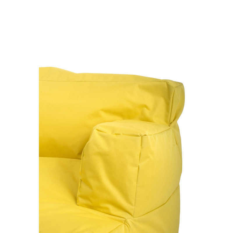 Fauteuil à billes jaune, 31,5 po x 31,5 po x 11,8 po | 100% polyester avec tissu impertex imperméable | Rempli de mousse de billes de styromousse recyclée | Housse zippée amovible | Parfait pour les enfants et les adultes, confortable et élégant