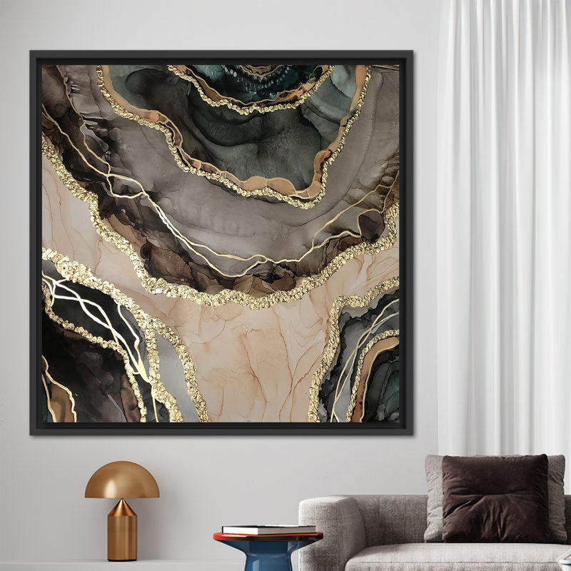 Print on Canvas, 20 cm H x 20 cm W, Black Floater Framed